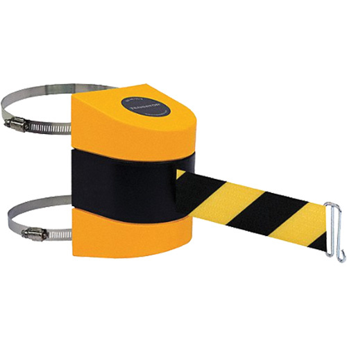 Tensator  897-24-C-35-NO-D4X-A  Tensabarrier<sup>?</sup> Barrier Post Mount with Belt, Plastic, Clamp Mount, 24', Black and Yellow Tape - Each