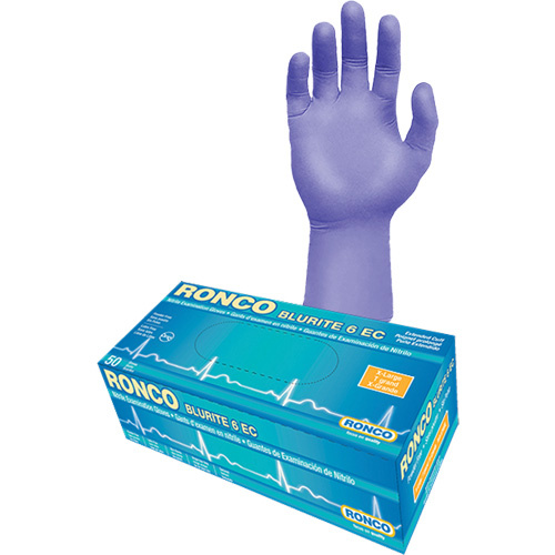 Ronco Blurite 6 EC Extended Cuff Examination Gloves (Box of 50)-Click on options for variations & Details.