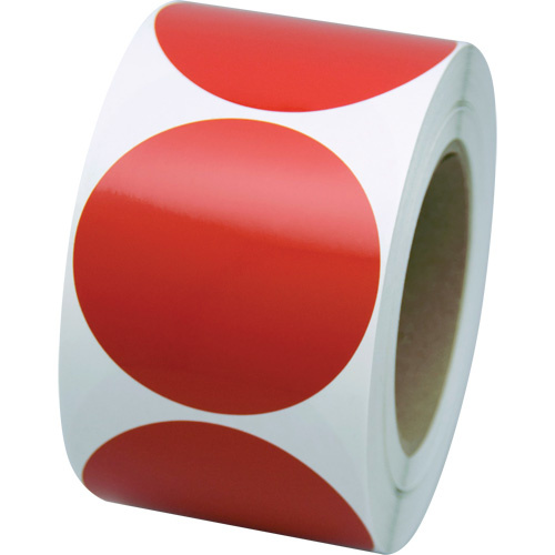 Incom Top Tape & Label  VC300R  Marking Shapes, Circle, 3" L x 3" W, Red, Vinyl - Each