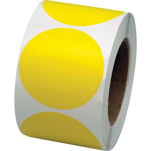 Incom Top Tape & Label  VC300Y  Coloured Marking Dots, Circle, 3" L x 3" W, Yellow, Vinyl - Roll of 100