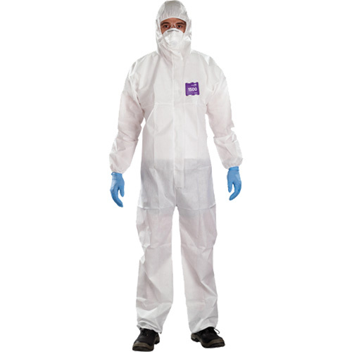 Ansell  WH15-S-92-101-06  AlphaTec? Microchem<sup>?</sup> 3-Piece Chemical Resistant Coveralls with Hood, 2X-Large, White - Each