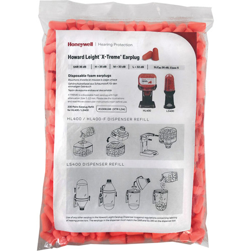 Honeywell  XTR-LS4-REFILL  Howard Leight? X-Treme? Disposable Earplugs, Bulk - Polybag - Each