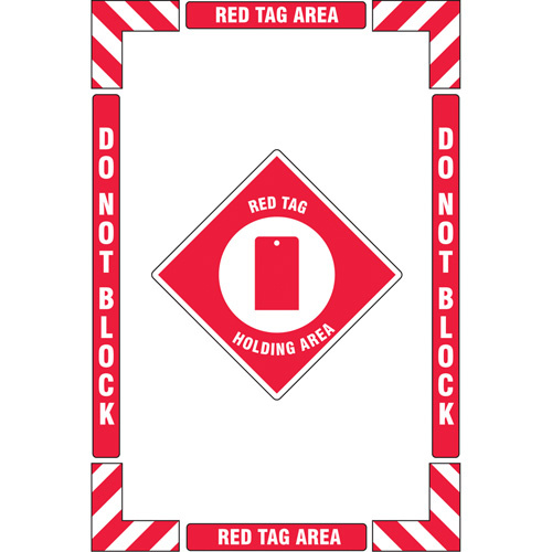 Accuform Signs PSR113 "Red Tag Holding Area" Floor Marking Kit, Adhesive, English with Pictogram-(Each)