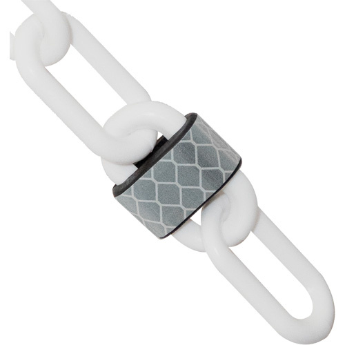 Mr. Chain 52001-100 100' Reflective Plastic Chain Barrier, White-(Each)