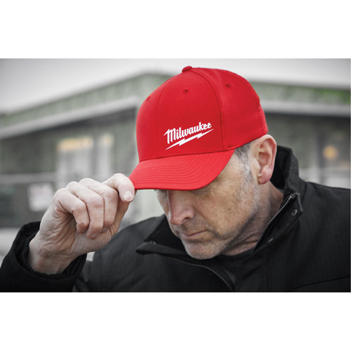 Milwaukee  504R-LXL  Flexfit<sup>?</sup> Fitted Hat, Red, Poly-Cotton - Each