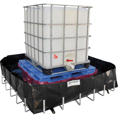 Ultratech  0816  Ultra-IBC Berm<sup>?</sup> Spill Berm, 400 US gal. Capacity, 6' W x 6' L x 18" H, L-Bracket - Each
