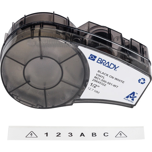 Brady  M21-500-581-WT  Repositionable Multi-Purpose Labels with Ribbon, Black - Each