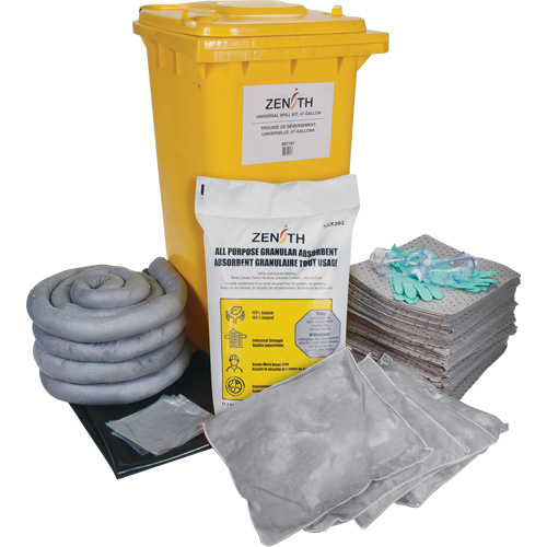 Zenith Safety Products  Premium Spill Kit, Universal, Bin, 63 US gal. Absorbancy - Each