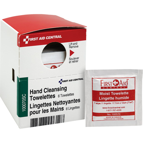 First Aid Central 100070SC SmartCompliance<sup>?</sup> Refill Cleansing Wipes, Towelette, Hand Cleaning - Box of 6