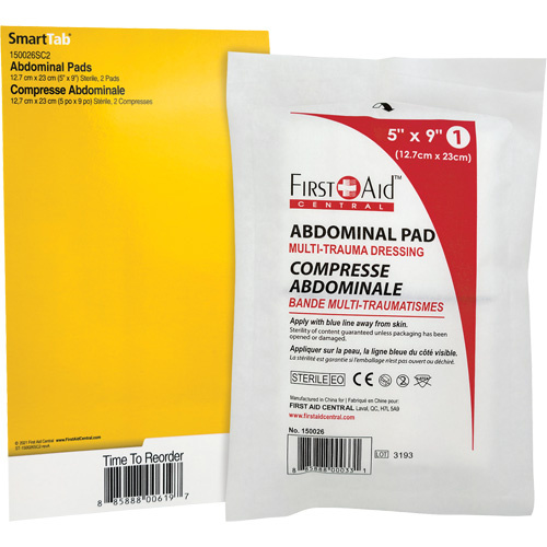 First Aid Central 150026SC2 SmartCompliance<sup>?</sup> Refill Abdominal Trauma Pads - Pack of 2