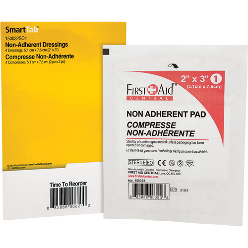 First Aid Central 150032SC4 SmartCompliance<sup>?</sup> Refill Non-Adherent Pads - Pack of 4