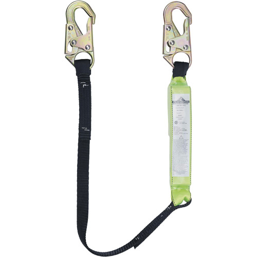 Peakworks  V8104704  SA-6400-4 Shock Absorbing Lanyard, 4', Snap Hook Center, Snap Hook Leg Ends, Polyester - Each