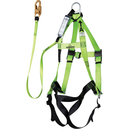 Peakworks  V8252446  FBH-10000A6440-6 Contractor Series Safety Harness with Shock Absorbing Lanyard, Harness/Lanyard Combo - Each