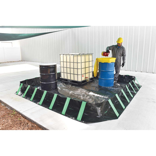 Ultratech  8610  Compact Ultra-Containment Berm<sup>?</sup>, 269 US gal. Capacity, 6' W x 6' L x 12" H, Hinge Bracket - Each