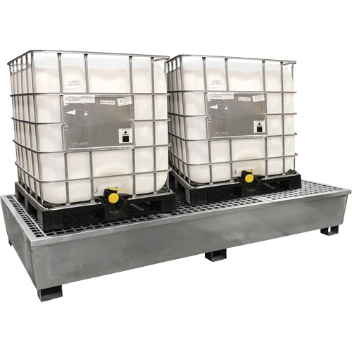 Ultratech  1183  Steel Ultra-Twin IBC Spill Pallet<sup>?</sup>, 370 US gal. Spill Capacity, 103.8" x 26.8" x 51.1" - Each