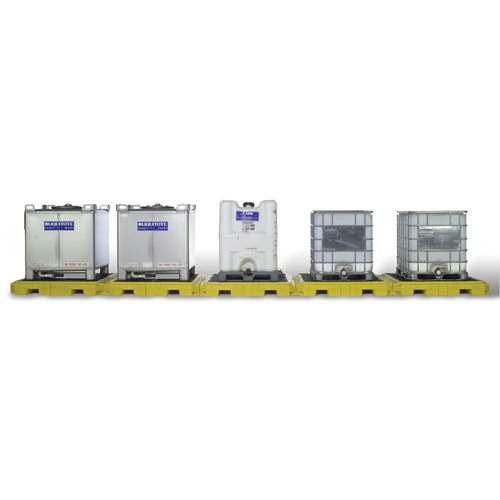 Ultratech  1128  Indoor 5-Tank Ultra-Modular IBC Spill Pallet, 375 US gal. Spill Capacity, 310" x 11" x 62" - Each