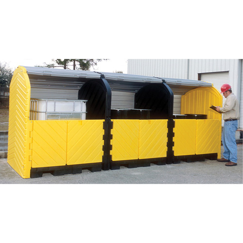 Ultratech  1166  Outdoor 3-Tank Ultra-Modular IBC Spill Pallet, 355 US gal. Spill Capacity, 188" x 79" x 93" - Each