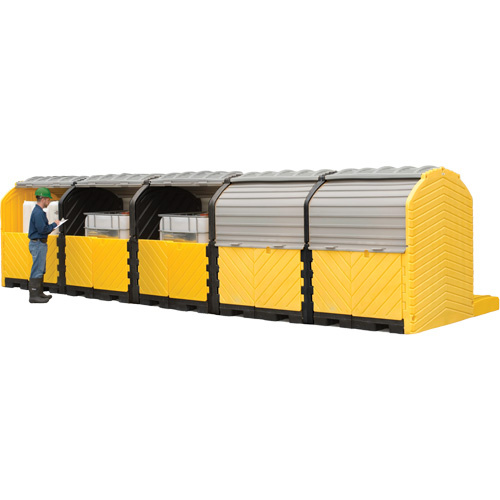 Ultratech  1168  Outdoor 5-Tank Ultra-Modular IBC Spill Pallet, 375 US gal. Spill Capacity, 312" x 79" x 62" - Each
