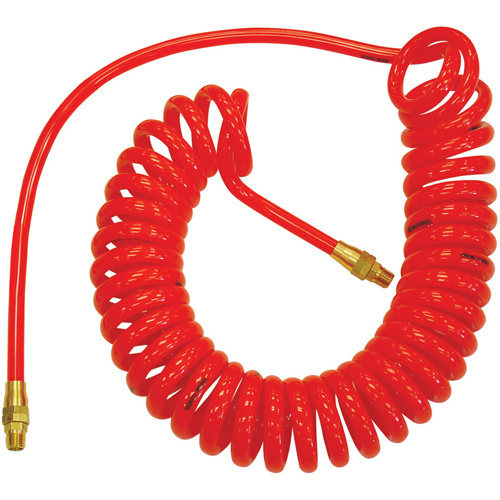 Topring  17.610  Flexcoil Self-Storing Polyurethane Air Hoses With Fittings, Air, 1/4" ID x 15' L, Polyurethane, 140 PSI at 23 ?C - Each