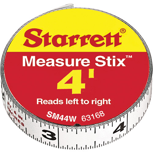 Starrett  SM44W  Measure Stix? Steel Measuring Tape with Adhesive Backing, 1/2" x 4', in/ft. Graduations - Each