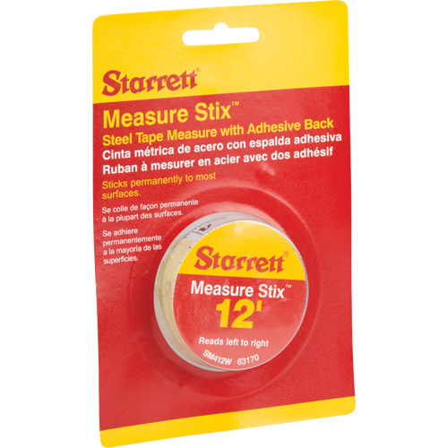 Starrett  SM412W  Measure Stix? Steel Measuring Tape with Adhesive Backing, 1/2" x 12', in/ft. Graduations - Each