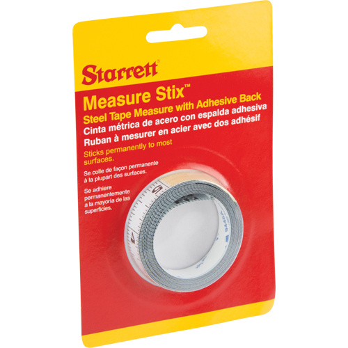 Starrett  SM46WRL  Measure Stix? Steel Measuring Tape with Adhesive Backing, 1/2" x 6', in/ft. Graduations - Each