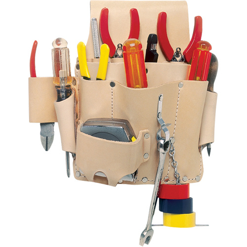 Kuny's EL-809 Electrician's Tool Pouches, Multiple Tool Holder, Leather, 8 Pockets-(Each)