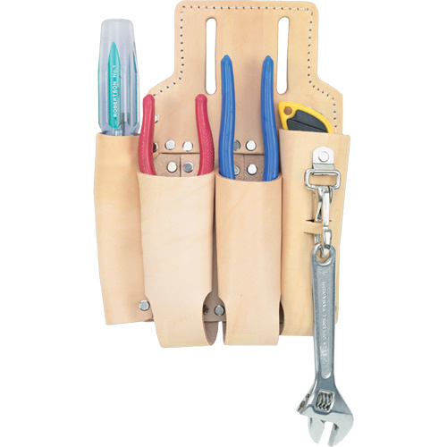 Kuny's PL-32 4-Way Lineman Tool Pouches, Multiple Tool Holder, Leather, 4 Pockets-(Each)