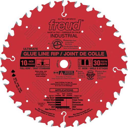 Freud LM74R010 Heavy-Duty Glue Line Ripping Saw Blades, 10", 30 Teeth, Wood Use - Each