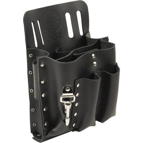 Klein Tools 5164 Tool Pouch, Multiple Tool Holder, Leather, 8 Pockets-(Each)