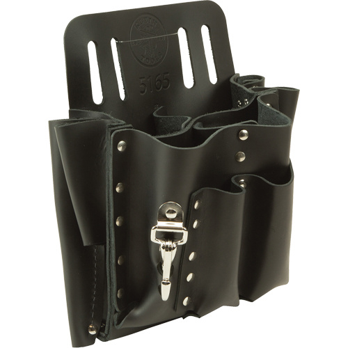 Klein Tools 5165 Tool Pouches, Multiple Tool Holder, Leather, 10 Pockets-(Each)