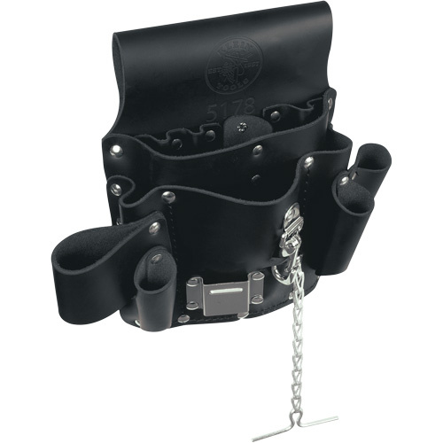 Klein Tools 5178 Tool Pouch, Multiple Tool Holder, Leather, 8 Pockets-(Each)