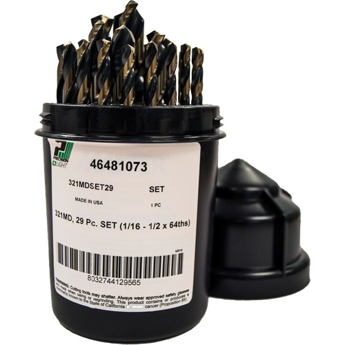 Precision  6481073  Mechanics Length Jobber Drill 135? - 1/16" to 1/2" by 1/64", 29 Pieces, High Speed Steel - Each