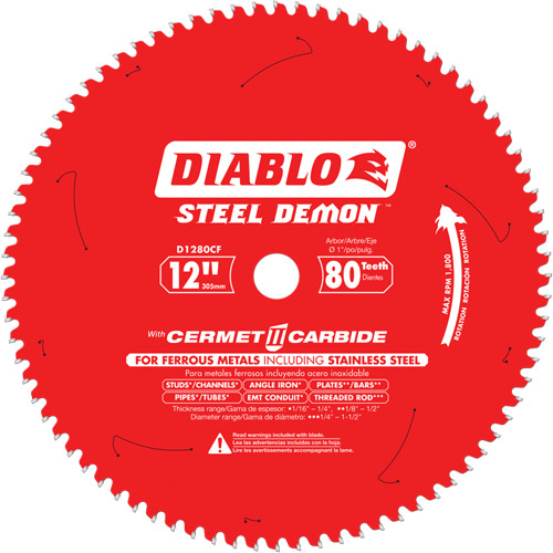 Diablo  D1280CF  Circular Saw Blade, 12", 80 Teeth, Metal Use - Each