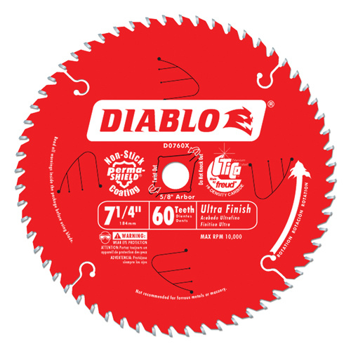 Diablo  D0760A  Circular Saw Blade, 7-1/4", 60 Teeth, Wood Use - Each