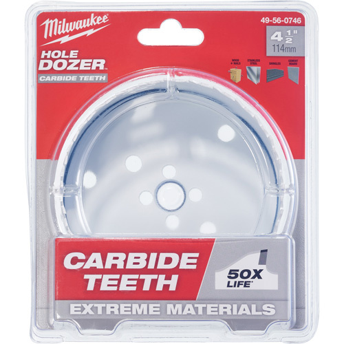 Milwaukee 49-56-0746 Hole Dozer Carbide Hole Saw, 4-1/2", 1-5/8" Depth of Cut, Carbide-(Each)