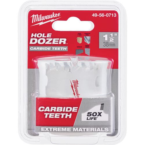 Milwaukee 49-56-0713 Hole Dozer Carbide Hole Saw, 1-1/2", 1-5/8" Depth of Cut, Carbide-(Each)