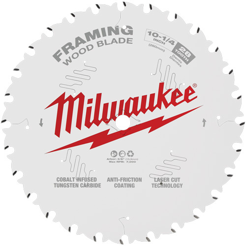 Milwaukee  48-40-1038  Framing Circular Saw Blade, 10-1/4", 28 Teeth, Wood Use - Each