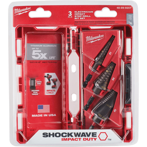 Milwaukee  48-89-9257  Shockwave? Impact Duty? Step Drill Bit Set, 3 Pieces, Titanium - Each