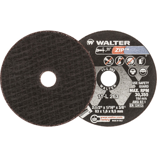 Walter Surface Technologies  11L263  Zip? Cut-Off Wheel, 2-1/2" x 1/16", 3/8" Arbor, Type 1, 30350 RPM - Each