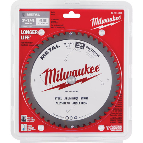 Milwaukee 48-40-4235 Circular Saw Blade, 7-1/4", 48 Teeth, Metal Use-(Each)