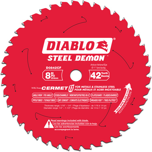 Diablo  D0842CF  Steel Demon? Cermet II Circular Saw Blade, 8", 42 Teeth, Metal Use - Each