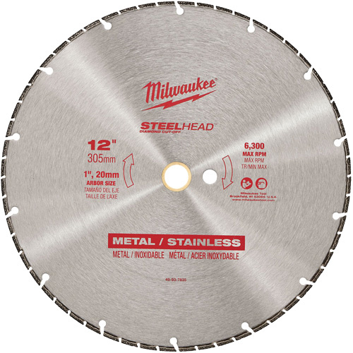 Milwaukee 49-93-7835 Steelhead Diamond Cut-Off Circular Saw Blade, 12", Metal Use-(Each)