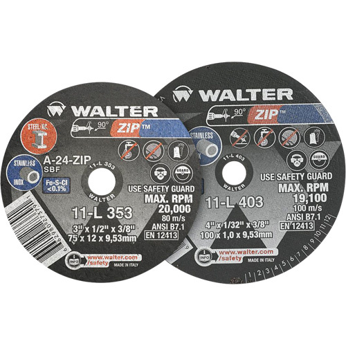 Walter Surface Technologies  11L203  Zip? Cut-Off Wheel, 2" x 1/32", 3/8" Arbor, Type 1, 30600 RPM - Each