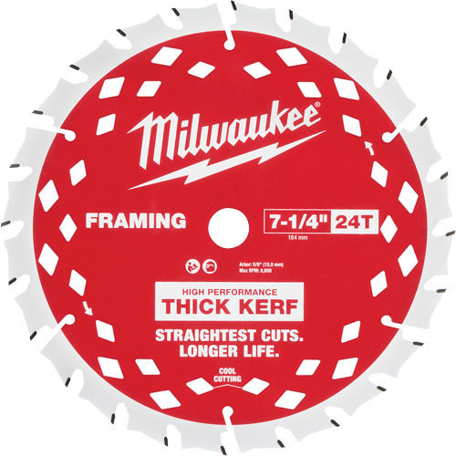 Milwaukee 48-40-0740 Thick Kerf Framing Circular Saw Blade, 7-1/4", 24 Teeth, Wood Use-(Each)
