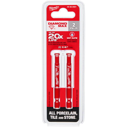 Milwaukee 49-56-0501 Diamond Max Hole Saw Bit, 1/4", 1-1/2" Depth of Cut, Diamond-(Each)