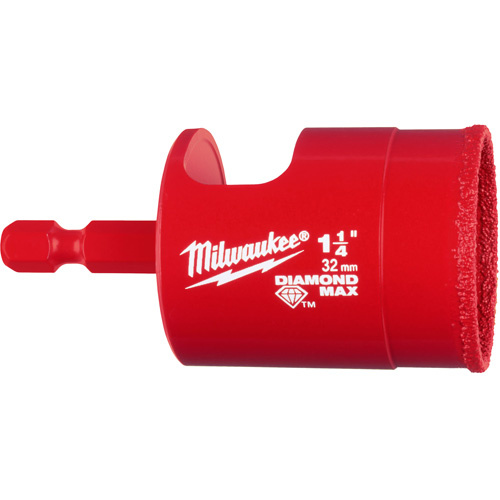 Milwaukee 49-56-0519 Diamond Max Hole Saw Bit, 1-1/4", 1-1/2" Depth of Cut, Diamond-(Each)