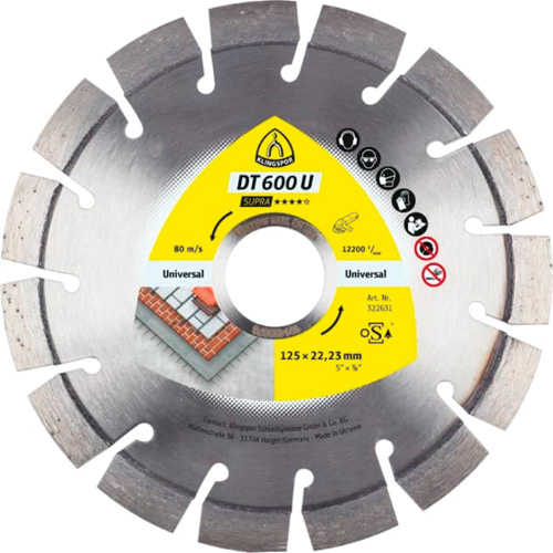 Klingspor  322633  DT 600 U Supra Large Diamond Cutting Blades - Each