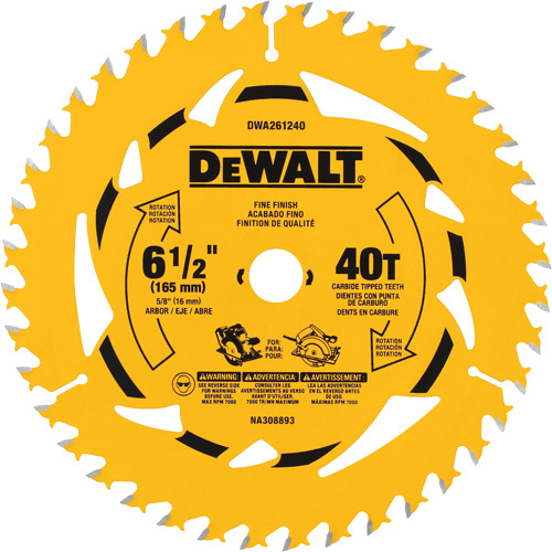 DEWALT  DWA261240  Framing Circular Saw Blade, 6-1/2", 40 Teeth, Wood Use - Each
