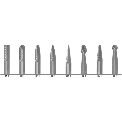 Cle-Line  C17770  1855 Double Cut Carbide Burr Set, 8 Pieces - Each
